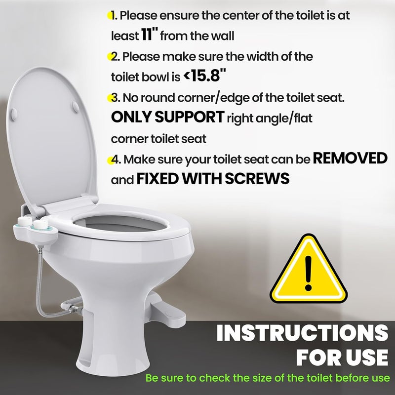 Terapaton RV Bidet for Camper Toilet, Non-Electric Toilet Sprayer Attachment with Dual Nozzles, Adjustable Pressure, Front/Rear/Self Cleaning, Upgrade for Trailer, Motorhome, RV Bathroom (White Knob) - Image 4